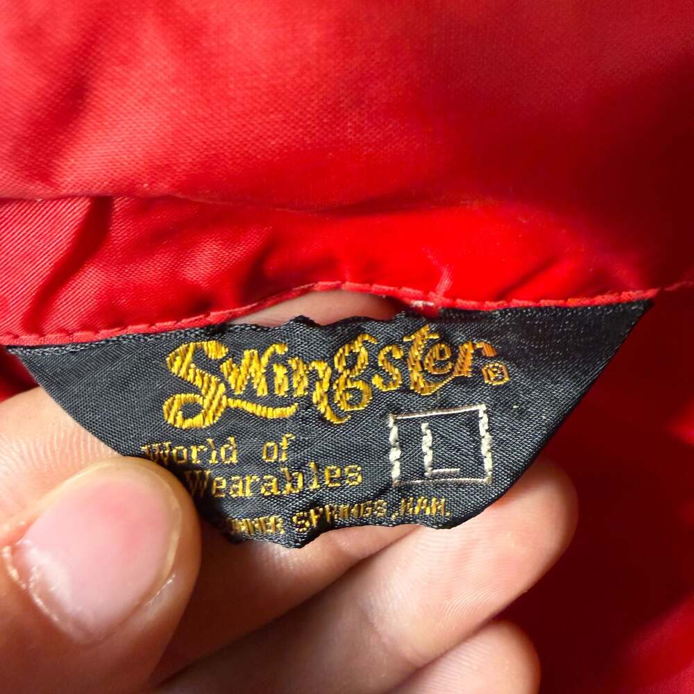 Vintage Swingster Manitowoc Red Snap Button Coaches Jacket Size L
